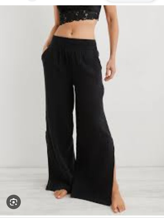 aerie Pants - AERIE | Gauzy High Waisted Pants Wide Leg Slits Sz XS